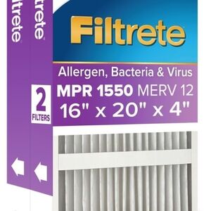 3M Filtrete 16x20x4 Furnace Air Filter, Micro Allergen Defense,MPR 1550 - 2 pack